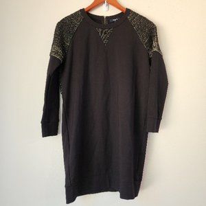 Madewell, Women's Mini Dress, Long Sleeve, Size S, Gold Black Color, Elegant.